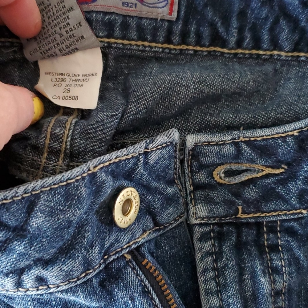 Silver Jean Skirt size M/28 - Picture 2 of 3